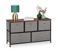 Relaxdays Commode à 5 tiroirs, HLP : 54,5 x 100 x 30 cm, meuble de rangement, style industriel, buffet, gris/marron