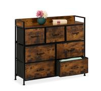 Relaxdays Commode à 7 tiroirs, HLP : 85 x 100 x 30,5 cm, Meuble de Rangement, Chambre, Couloir, Marron/Noir
