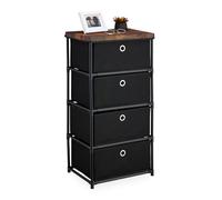 Relaxdays Commode, avec 4 tiroirs en Tissu, Structure en métal, 85x43x33 cm, pour Le Salon ou l'entrée, Noir et Marron