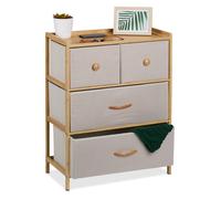 Relaxdays Commode à 4 tiroirs aspect lin et bambou