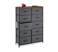 Relaxdays Commode, HxLxP: 120x85,5x30 cm, métal, Effet Bois, 10 tiroirs Tissu, bahut, Buffet Moderne, Plusieurs Couleurs