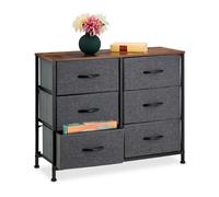 Relaxdays Commode, HxLxP : 63x80x30 cm, métal, effet bois, 6 tiroirs, tissu, surface, buffet moderne, plusieurs couleurs