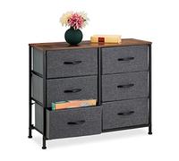 Relaxdays Commode, HxLxP : 63x80x30 cm, métal, Effet Bois, 6 tiroirs, Tissu, Surface, Buffet Moderne, Plusieurs Couleurs