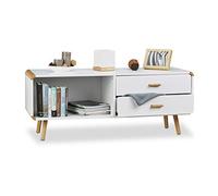 Relaxdays Commode Lowboard coins arrondis en blanc