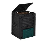Relaxdays Composteur de Jardin, 230L, Plastique, activateur de Compost déchets Cuisine et Jardin, HLP: 80x60x57 cm, Noir