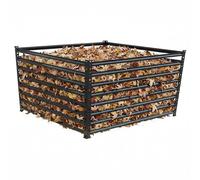 Compostier en métal Relaxdays, compostier biologique de jardin, dimensions extérieures : 90 x 120 x 120 cm, 1 296 litres, compostier à feuilles, montants, acier, noir