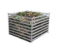 Relaxdays Composteur en métal galvanisé pour Jardin, argenté avec Renforts | 90x100x100 cm, 900 L, pour feuilles et tonte