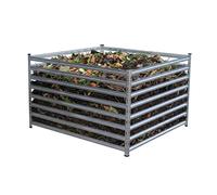 Compostier en métal Relaxdays, compostier biologique de jardin, dimensions intérieures : 90 x 120 x 120 cm, 1 296 litres, compostier à feuilles, montants, acier, argent