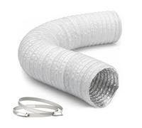Relaxdays Conduit d'évacuation 2 colliers inox, Ø125 mm, 5 m, blanc | PVC/aluminium, étanche aux gaz, thermique