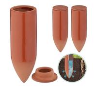 Relaxdays Cône d'arrosage en Terre Cuite, Lot de 3, 330 ML, Aide à l'irrigation des Plantes d'intérieur, Terracotta