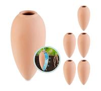Relaxdays Cône d'arrosage Terre Cuite, 6 pièces, 170 ML, pour Plantes d'intérieur et balconnières, Terracotta