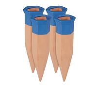Relaxdays Cône en Argile d’arrosage, Lot de 4 Accessoire d’arrosage Plantes, Bouteilles d’1,5 L, 19 cm, Terre Cuite/Bleu