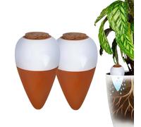 Relaxdays cônes d'arrosage en terre cuite/blanc, lot de 2, 350 ml, avec couvercle, pour plantes d'intérieur & jardinière