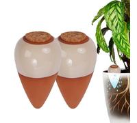 Relaxdays Cônes d'arrosage en terre cuite, lot de 2, 350 ml, bouchon en liège, pour plantes d'intérieur & jardinières