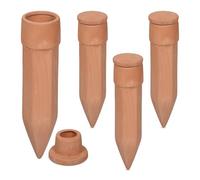 Relaxdays Cônes d'arrosage Terre Cuite, 4 pièces, Aide à l'arrosage avec Couvercle, pour Bouteilles de 1,5 l, Terracotta