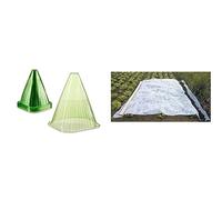 Relaxdays Cônes de forçage en Lot de 24, Accessoire Plantes, Protection Contre Escargot et Oiseaux, PVC, Cloche, Vert & WERKA Pro - 10381 - Voile d'hivernage en Rouleau - 2 x 10 m - 30 g/m2 - Blanc