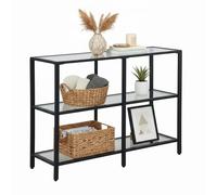 Console Relaxdays, H x L x P : 73 x 100 x 30 cm, métal, Verre, Console étroite pour entrée, Table d'entrée Noire.