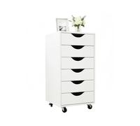 Relaxdays Conteneur à roulettes, 6 tiroirs, H x L x P : 78 x 40 x 40 cm, Meuble de Bureau, Blanc