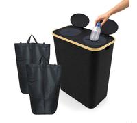 Relaxdays Conteneur pour bouteilles 170 L, jusqu’à 100 bouteilles, 2 sacs, verre & plastique, noir
