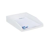 Relaxdays Corbeille à Courrier Empilable, Papier Format A4, Bureau, Range-Documents & Lettres, Bambou, 6x25x33cm, Blanc