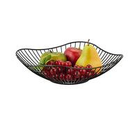 Relaxdays Corbeille à Fruits en métal, Design Plat et Moderne, Aussi pour légumes & Pain, HD : 7,5 x 27 cm, Noire