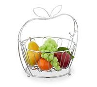 Relaxdays Corbeille à Fruits et légumes, en métal, Panier Amovible, Moderne, H x L x P : 28,5 x 28 x 23 cm, argenté
