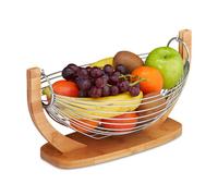 Relaxdays Corbeille à fruits Hamac bambou inox