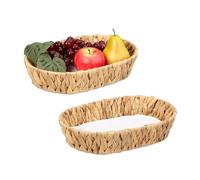 Relaxdays Corbeille à Fruits, Lot de 2, Panier déco pour Fruits, Pain, etc., Jacinthe d’Eau, HxLxP : 7x33x22 cm, Nature
