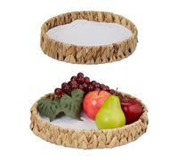 Relaxdays Corbeille à Fruits, Lot de 2, Panier déco pour Fruits, Pain, etc., Jacinthe d’Eau, panières de Table, Nature