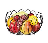 relaxdays Corbeille à Fruits, Ronde, métal, en Forme de Feuilles, HxD 13x27 cm, pour Le Rangement & la décoration, Noir