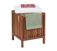 Relaxdays Coffre à linge en acacia avec siège
