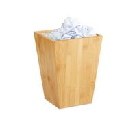 Relaxdays Corbeille à papiers en bambou, carré, 6l, sans couvercle, bureau, salle de bain, poubelle 27x20x20 cm, naturel