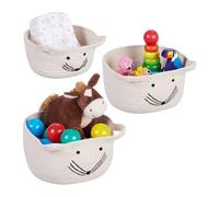 Relaxdays Corbeille de Rangement pour Enfant, Lot de 3, Design Souris, 3 Tailles, panière à Jouets, Blanc - Noir