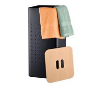 Relaxdays, panier à linge avec couvercle, métal, 70 l, noir/naturel | H x l x P : 69 x 31,5 x 31,5 cm, panier à linge perforé