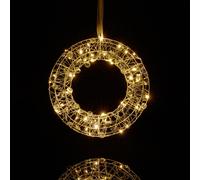 Relaxdays Couronne Lumineuse LED, déco pour fenêtre, à Suspendre, diamètre : 25 cm, intemporelle, à Piles, argenté