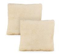 Relaxdays Coussin Doux, Lot de 2, avec Remplissage, Moelleux, Housse Amovible, décoratif, 35 x 40 cm, crème