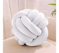 Relaxdays Coussin noué, Coussin noué pour canapé, décoratif, Style scandinave, Coussin décoratif noué, Ø 25 cm, Beige