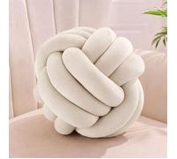 Relaxdays coussin noué décoratif design scandinave pour canapé & lit polyester Ø 25 cm beige