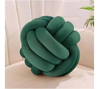 Relaxdays Coussin noué décoratif, Vert foncé | design scandinave pour canapé & lit, polyester, Ø 25 cm