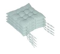 Relaxdays Coussins de Chaise Lot de 4, 40 x 40 cm, matelassés avec Liens, int./ext., Housse Polyester, Vert Clair