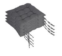 Relaxdays Coussins de Chaise, Lot de 4, 40x40 cm, matelassés avec Liens, int./ext., Housse Polyester, Anthracite
