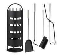 Relaxdays Couverts de cheminée 5 pcs noir/argent