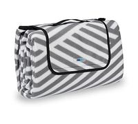 Relaxdays Couverture Pique-Nique Picnic Plaid imperméable 200x200 cm poignée Isolation Tapis, Gris-Blanc, Coloré