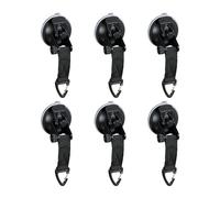 Relaxdays Crochet à Ventouse, Lot de 6, pour Camping, Voiture, Camping-Car, Puissant, Accessoire de Camping, Noir