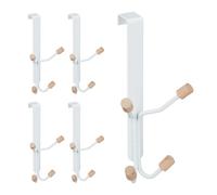 Relaxdays Crochet de porte 4 crochets lot de 5