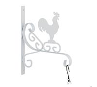 Relaxdays Crochet de suspension pour plantes coq montage mural fer HLP 30x25 5x2 cm intérieur et extérieur blanc