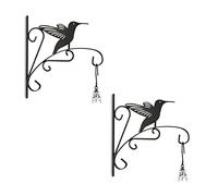 Relaxdays Crochet de suspension pour plantes en lot de 2, oiseau, montage mural, 30x29,5x2 cm, extérieur/intérieur, noir
