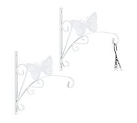 Relaxdays Crochet de Suspension pour Plantes en Lot de 2, Papillon, Montage Mural, 30x30x2cm, extérieur/intérieur, Blanc
