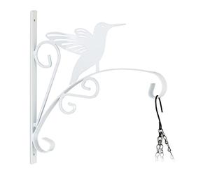 Relaxdays Crochet de Suspension pour Plantes, Oiseau, Montage Mural, Fer, HLP 30x29,5x2 cm, intérieur & extérieur, Blanc
