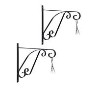 Relaxdays Crochet Suspension Plantes, Lot de 2, Mural, HxLxP: 28x30x2 cm, Porte-Plantes extérieur & intérieur, Fer, Noir